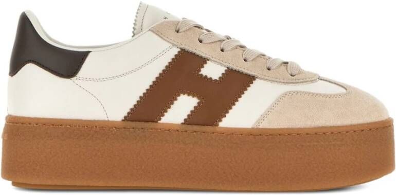 Hogan Witte Sneakers Veters Ronde Neus