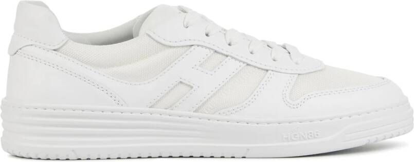 Hogan Witte Leren Mesh Lage Sneakers White Heren