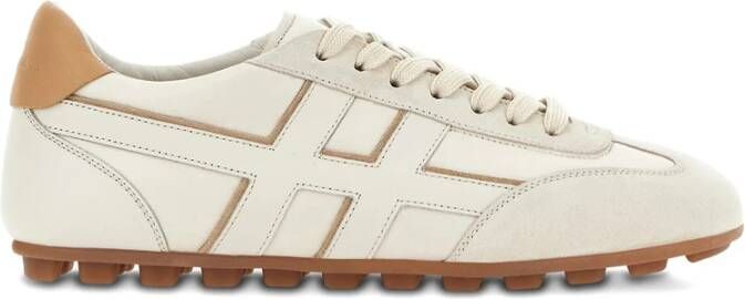 Hogan Witte Veterschoenen met Logopatch