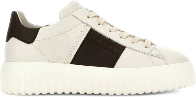 Hogan Witte Zwarte Veterschoenen Ronde Neus