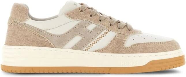 Hogan Witte Beige Leren Sneakers Beige Heren