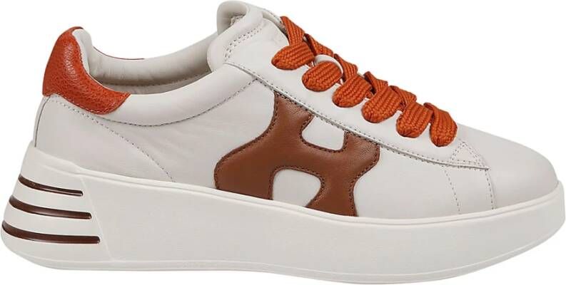 Hogan Yoghurt Oranje Donkerbruin Rebel H564 Sneakers White Dames