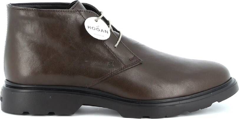 Hogan Zakelijke Schoenen Upgrade Bruin Leren Stijlvolle Platte Schoenen Brown Heren