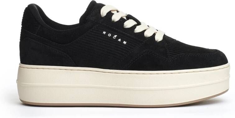 Hogan Zwart Fluweel Suède Wolkenkrabber Print Black Dames
