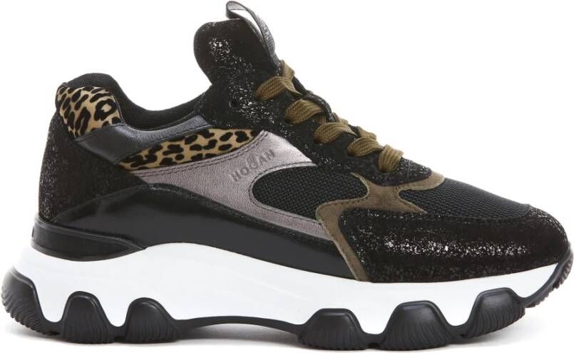 Hogan Zwarte Animalier Sneakers voor Vrouwen Zwart Dames