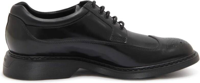 Hogan Zwarte Derby Schoenen Brede Pasvorm