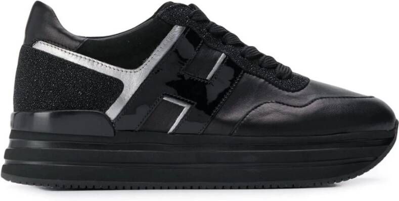 Hogan Zwarte Glitter Sneakers met Metalen Details