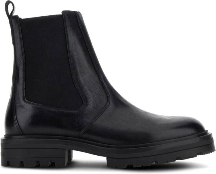 Hogan Zwarte Kalf Elastische Zijrits Laars