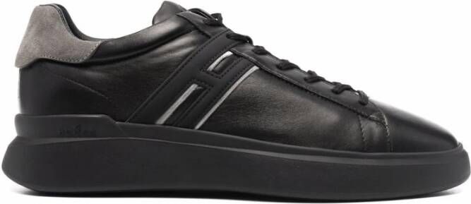 Hogan Zwarte kalf sneaker met grijze hiel