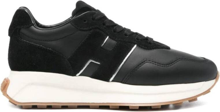 Hogan Zwarte Kalf Sneakers met Levendige Details