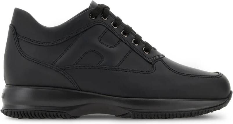 Hogan Zwarte Leren Interactive Sneakers Zwart Heren