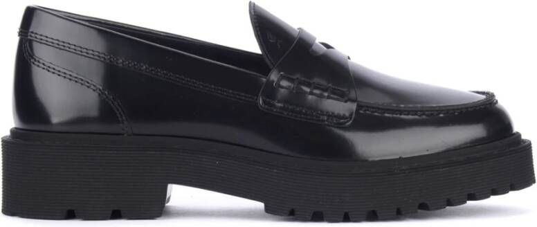 Hogan Zwarte leren mocassin H543 Black Dames