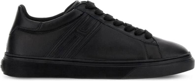 Hogan Zwarte Leren Sneakers Black Heren