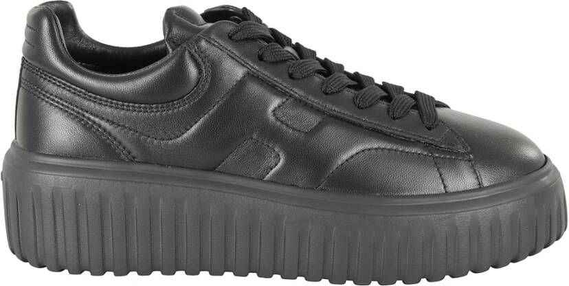 Hogan Zwarte leren sneakers met H-strepen