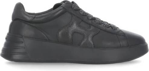 Hogan Zwarte Leren Sneakers met Lurex Details Zwart Dames