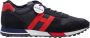 Hogan Zwarte Leren Sneakers met Rode Hak en Tricolor Rubberen Zool Zwart Heren - Thumbnail 1