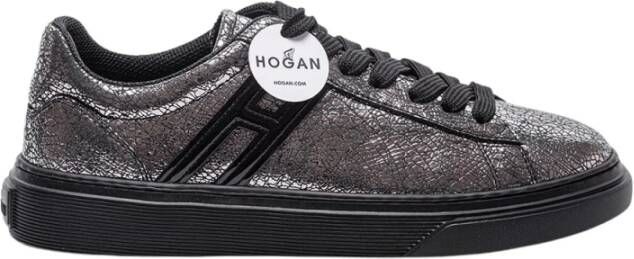 Hogan Zwarte leren sneakers met uniek design Grijs Dames