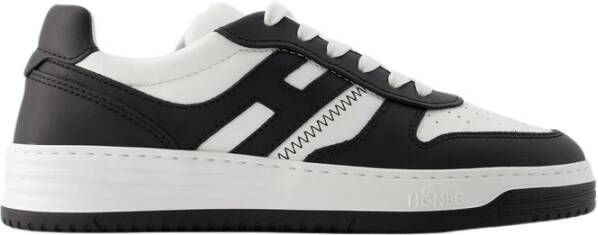 Hogan Leren Sneakers Twee-Tone Bovenwerk Zwart Wit Black Heren