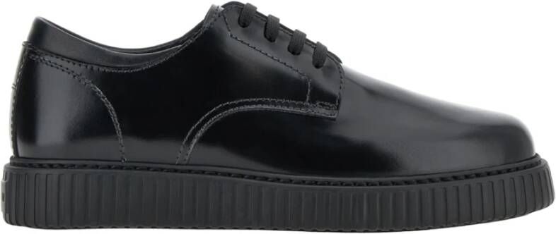 Hogan Zwarte leren veterschoenen