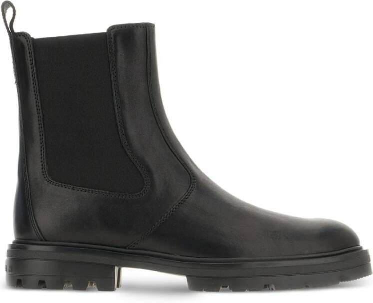 Hogan Zwarte platte elastische leren schoenen