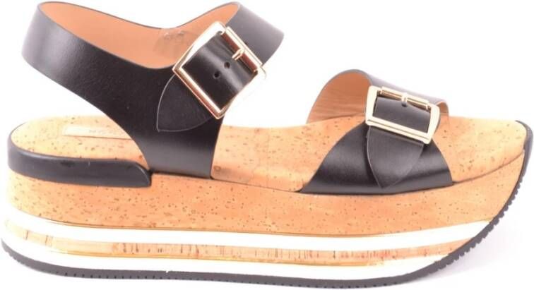 Hogan Zwarte platte sandalen met glitterpatroon Zwart Dames