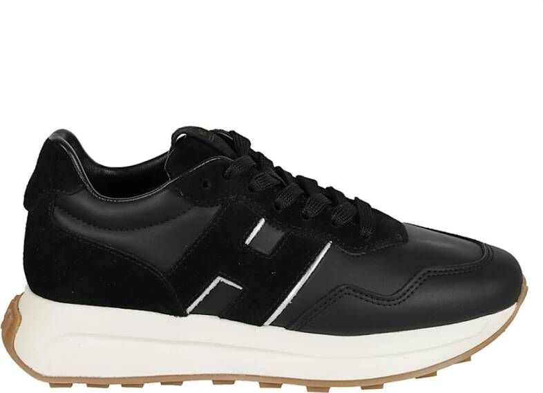Hogan Zwarte Retro Sneakers met H-vormige Studs