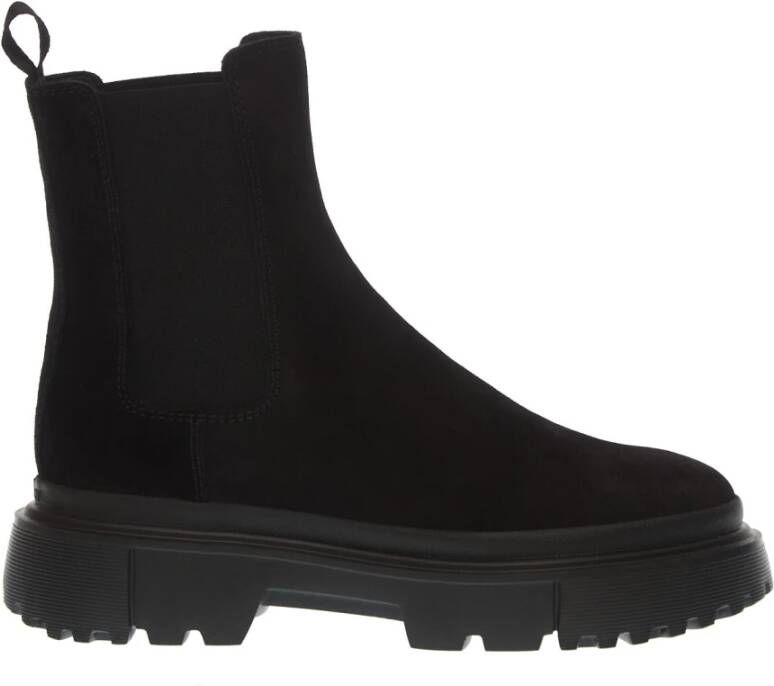 Hogan Zwarte Suède Enkellaarzen Aw23
