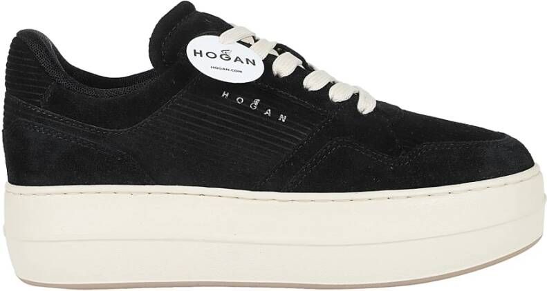Hogan Zwarte Suède Iconische Logo Sneakers