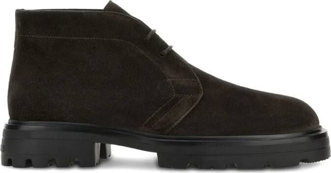 Hogan Zwarte Veterschoenen Platte Enkellaarzen
