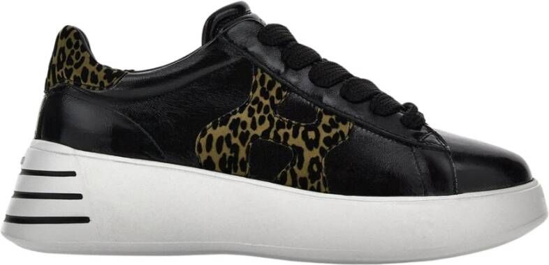 Hogan Zwarte+Animalier Sneakers met zachte en verfijnde lijnen Black Dames