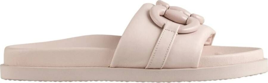 Högl Comfortabele Leren Sliders voor Dames Beige Dames