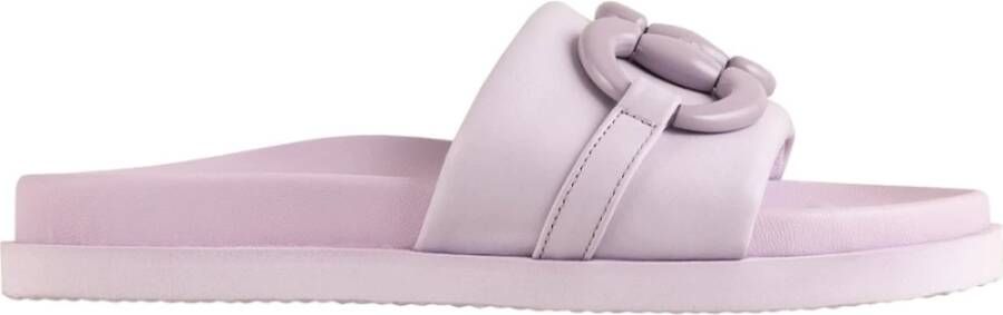 Högl Comfortabele Leren Sliders voor Dames Purple Dames