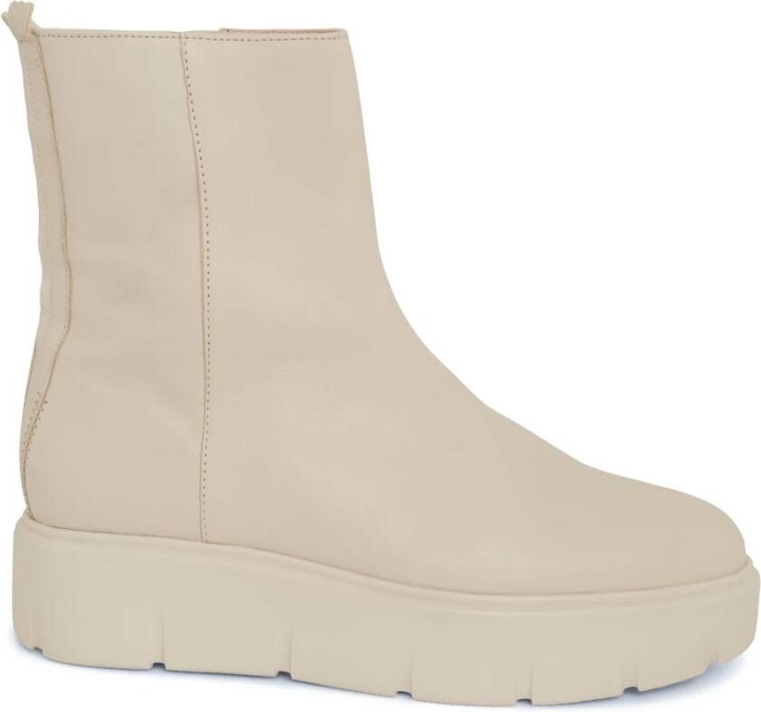 Högl Stijlvolle Beige Leren Enkellaarzen Beige Dames