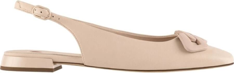 Högl Stijlvolle Leren Ballerina`s Beige Dames