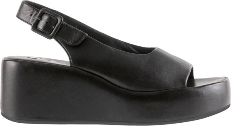 Högl Zwarte platte sandalen Loulou stijl