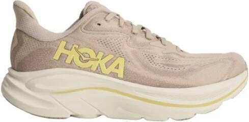 Hoka One Beige Sneakers met Verbeterde Pasvorm en Comfort