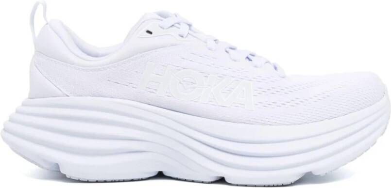 Hoka One Stoffen Sneaker met Ronde Neus White Dames