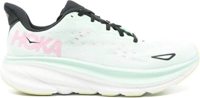 Hoka One Chunky Rubberen Zool Sneaker in Pastelgroen