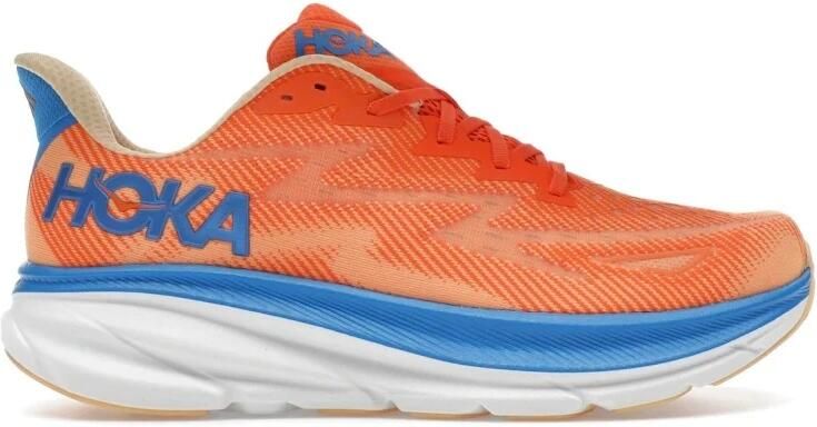 Hoka clifton 9 hardloopschoenen oranje blauw heren