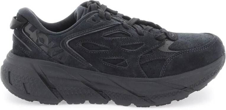 Hoka One Clifton L Sneakers van Suède Leer Black Heren