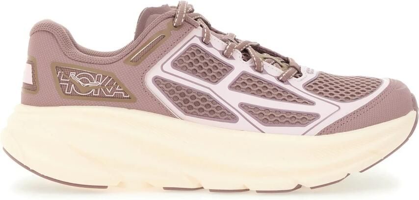 Hoka One Mauve Retro Sneakers met Mesh Overlay