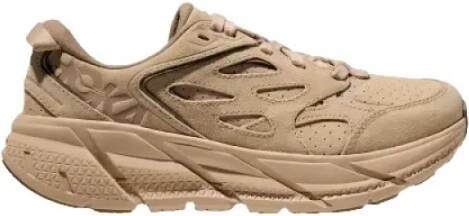 Hoka One Clifton Suede Hardloopschoen Beige Heren