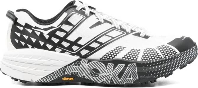 Hoka One Geometrische Witte Sneakers Laag Ontwerp