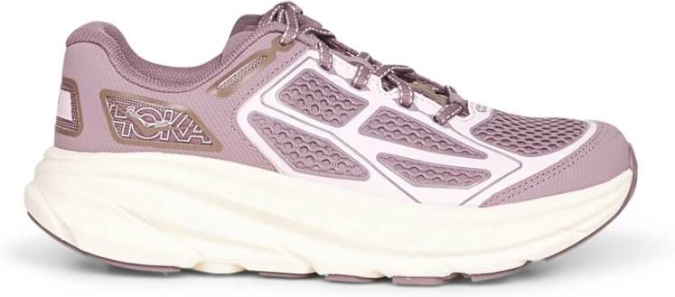 Hoka One Mauve Retro Sneakers met Mesh Overlay