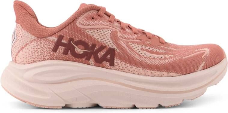 Hoka One Roze Sneakers Vetersluiting Laag-Top Stijl