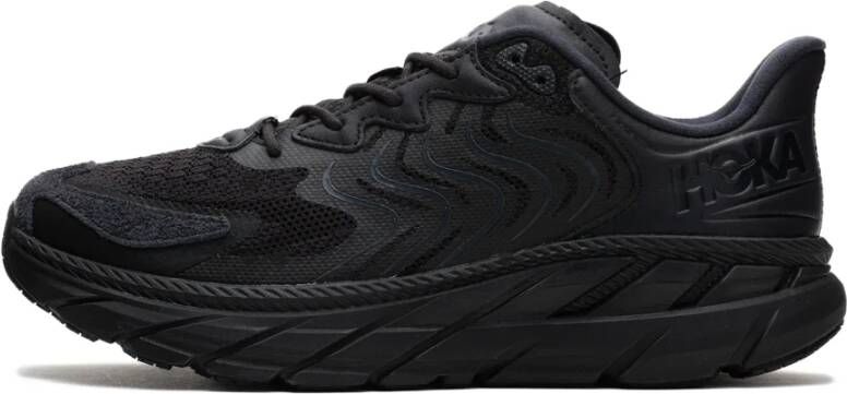 Hoka One Zwarte Leren Sneakers met Mesh Panelen Black Heren