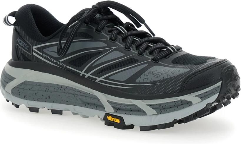 Hoka One Zwarte Lage Top Sneakers Ronde Neus