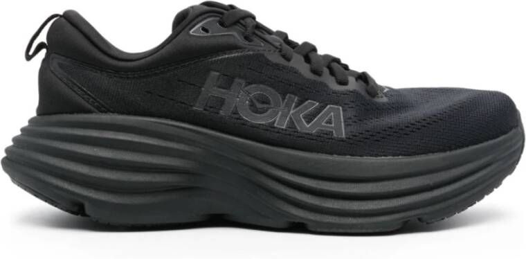 Hoka One Zwarte Logo-Geëmbosseerde Sneakers met Mesh-Detailing Black Dames