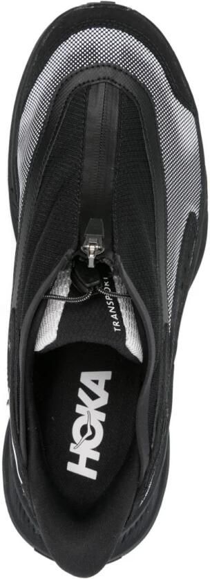 Hoka One Zwarte Mesh Rits Sneakers Rubberen Zool