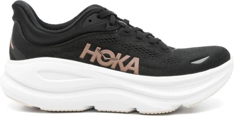 Hoka One Zwarte Sneakers met Dikke Zool en Logo